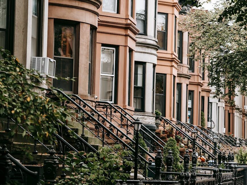 empty street in residential district in city